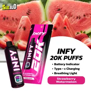 พอตใช้แล้วทิ้ง infy 20k strawberry watermelon หวานเย็นชื่นใจ สายฉ่ำห้ามพลาด